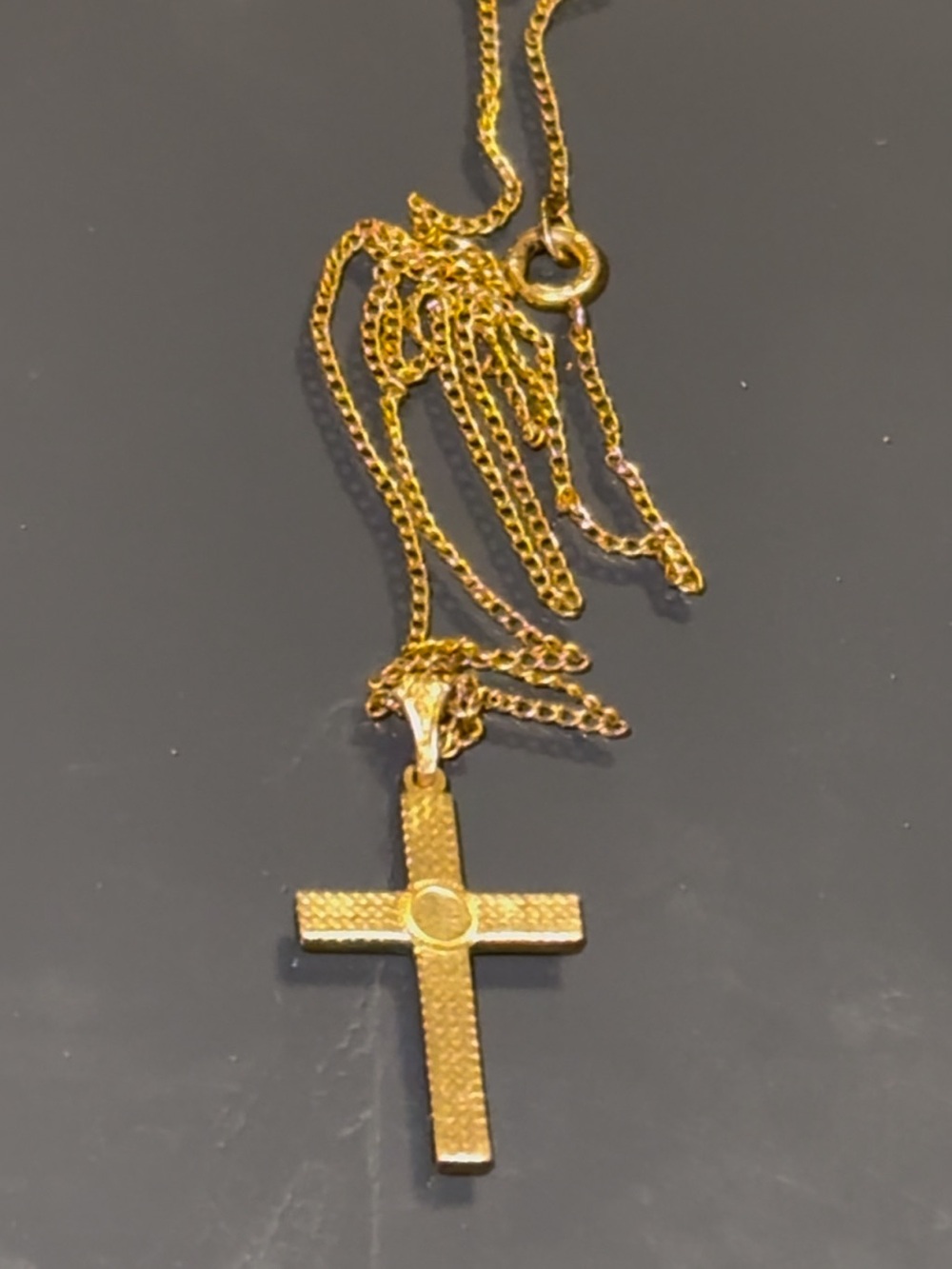 Vintage 12k yellow gold cross necklace with pendant